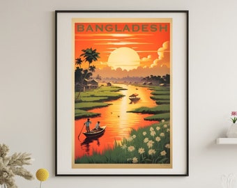 Bangladesh Travel Poster | Vintage | Travel | Wall Art| Poster | Bangladesh Illustration | Gift | Sylhet | Desh | Desi