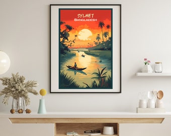 Póster de viaje de Bangladesh / Vintage / Viajes / Arte mural / Póster / Ilustración de Bangladesh / Regalo / Sylhet / Desh / Desi