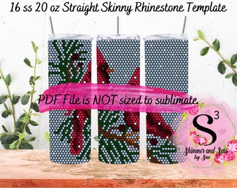 16 ss 20 oz. Christmas Cardinals Rhinestone Tumbler Template - Honeycomb method
