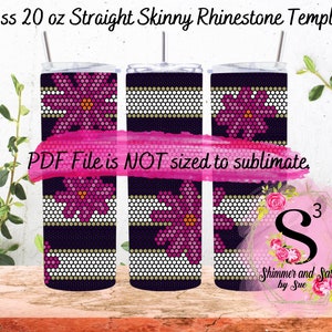 16 ss 20 oz. Striped Floral Rhinestone Tumbler Template - Honeycomb method