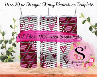 16 ss 20 oz. Heart Plaid Ombre Rhinestone Tumbler Template - Honeycomb method