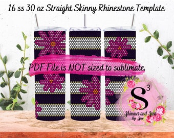 16 ss 30 oz. Striped Floral Rhinestone Tumbler Template - Honeycomb method