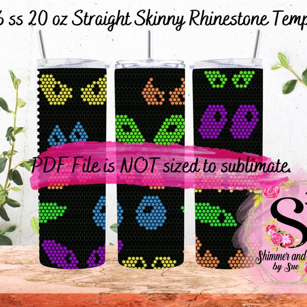 16 ss 20 oz. Spooky eyes Rhinestone Tumbler Template - Honeycomb method