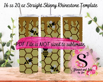 16 ss 20 oz. Honingbijen Strass Tumbler Template - Honingraatmethode
