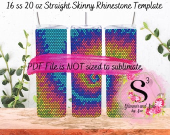 16 ss 20 oz. Tie Dye Strass Tumbler Template - Honingraatmethode
