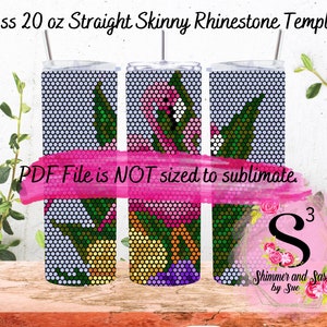 16 ss 20 oz. Floral Flamingos Rhinestone Tumbler Template - Honeycomb method