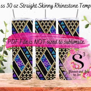 16 ss 30 oz. Diagonal Diamonds Rhinestone Tumbler Template - Honeycomb method