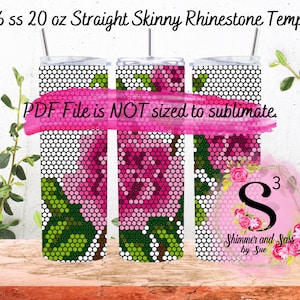 16 ss 20 oz. Pink Rose Rhinestone Tumbler Template - Honeycomb method