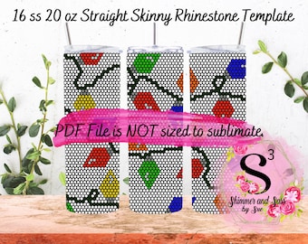 16 ss 20 oz. Christmas Lights Rhinestone Tumbler Template - Honeycomb method