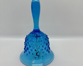Vintage Fenton USA Made Hobnail Cobalt Blue Art Glass Bell