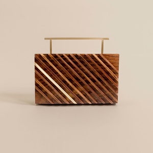 Gleaming Edge Wooden Clutch with Brass Detail | Handcrafted Evening Bag | Perfect Wedding & Special Occasion Gift for Her