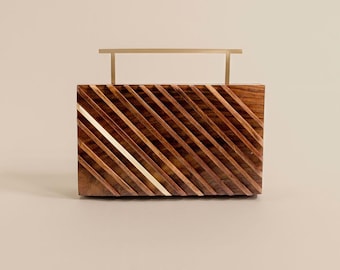 Gleaming Edge Wooden Clutch with Brass Detail | Handcrafted Evening Bag | Perfect Wedding & Special Occasion Gift for Her