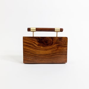 Brasswood Briefcase Evening Clutch Handcrafted Wooden Clutch with Brass Inlay Versatile Crossbody Bag Elegant Gift for Her image 4