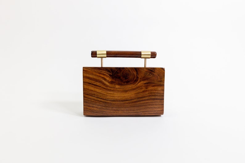 Brasswood Briefcase Evening Clutch Handcrafted Wooden Clutch with Brass Inlay Versatile Crossbody Bag Elegant Gift for Her image 4