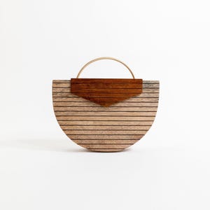 Wooden Arc Clutch Band Crossbody Bag | Handmade Wooden Handbag & Designer Evening Clutch Purse | Vintage Wedding Purse Gift for Her, Special