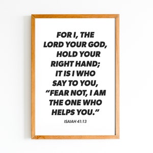 Isaiah 41:13 Bible Verse Wall Art Scripture Wall Art Christian Home Decor Art