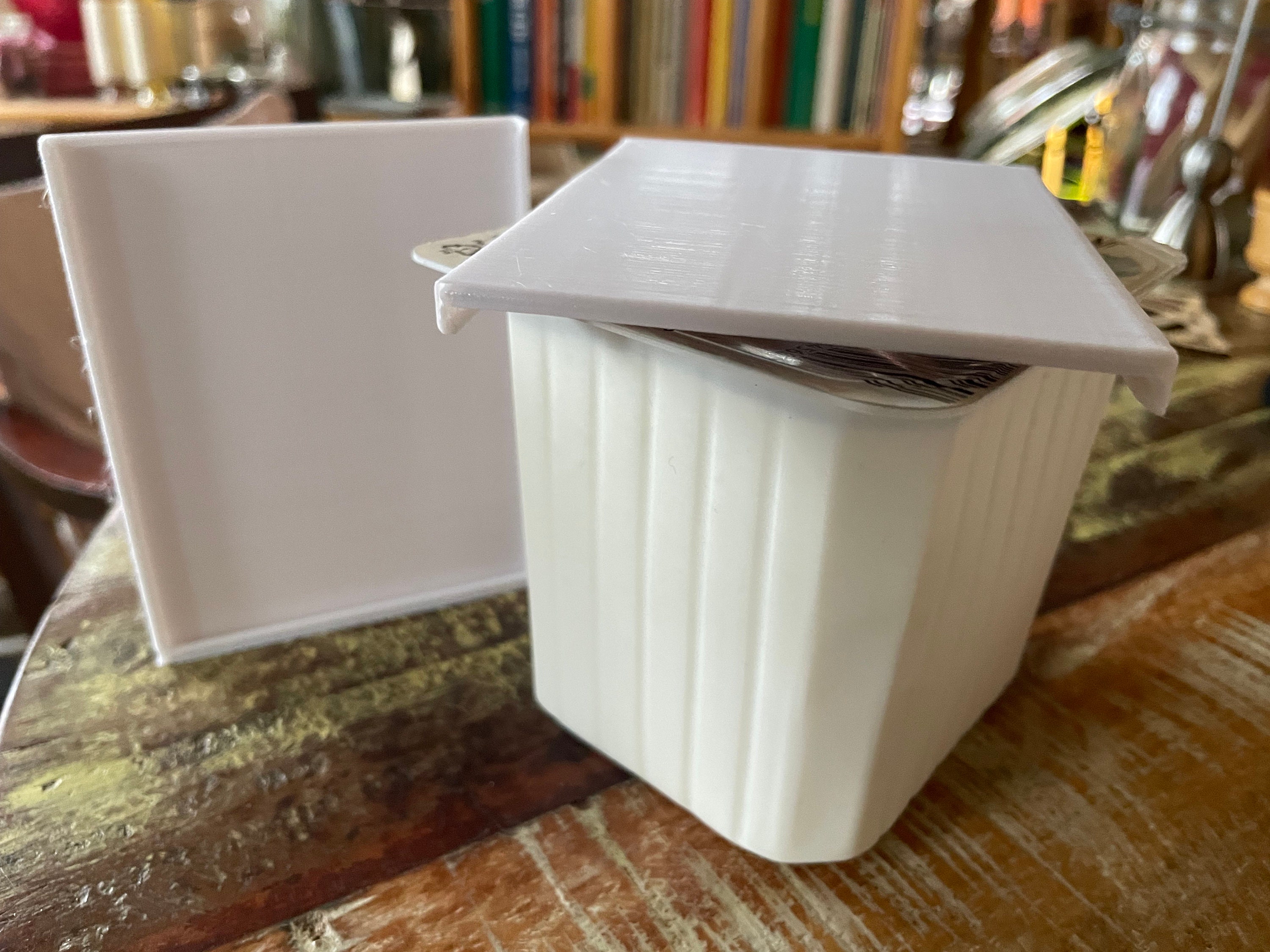 Quark Becherdeckel, Wiederverwendbar, Frischhaltedeckel, QuarkSlider, PETG hitzebeständig, 8x10 cm, kein Tupper, recylebar