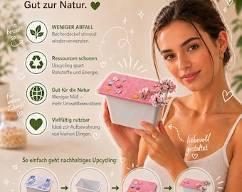 SALE QuarkSlider Deckel 500g –  Abdeckung Quarkbecher | PLA Frischhaltedeckel 3D-Druck | Wiederverwendbar | Nachhaltig Deckel| 8x10 cm