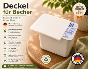 SALE QuarkSlider Deckel 500g –  Abdeckung Quarkbecher | PLA Frischhaltedeckel 3D-Druck | Wiederverwendbar | Nachhaltig Deckel| 8x10 cm