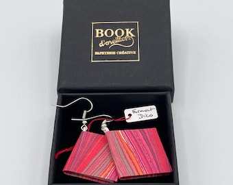 BOOK d'oreilles® format "dico" avec couverture en papier marbré artisanal rose orangé