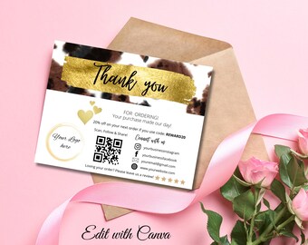 Cow Print Thank You Card: Editable Canva Template (Instant Download)