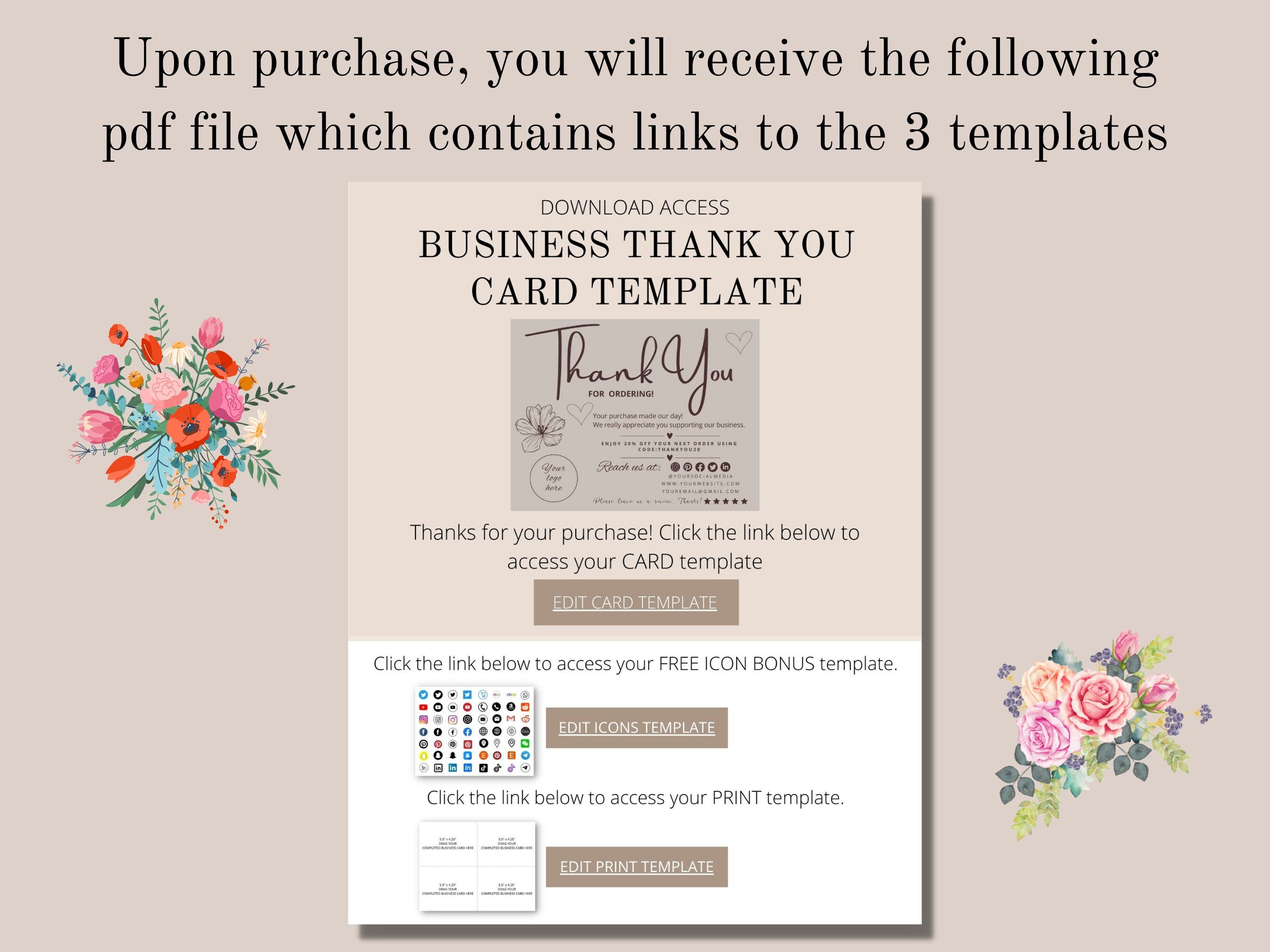 Editable Business Thank You Card, Printable Modern Thanks for Your ...