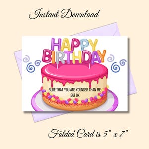 Instant Download Birthday Card | PDF Birthday Card | Print at home | Funny Birthday Card | Printable | Happy Birthday | Last minute Card