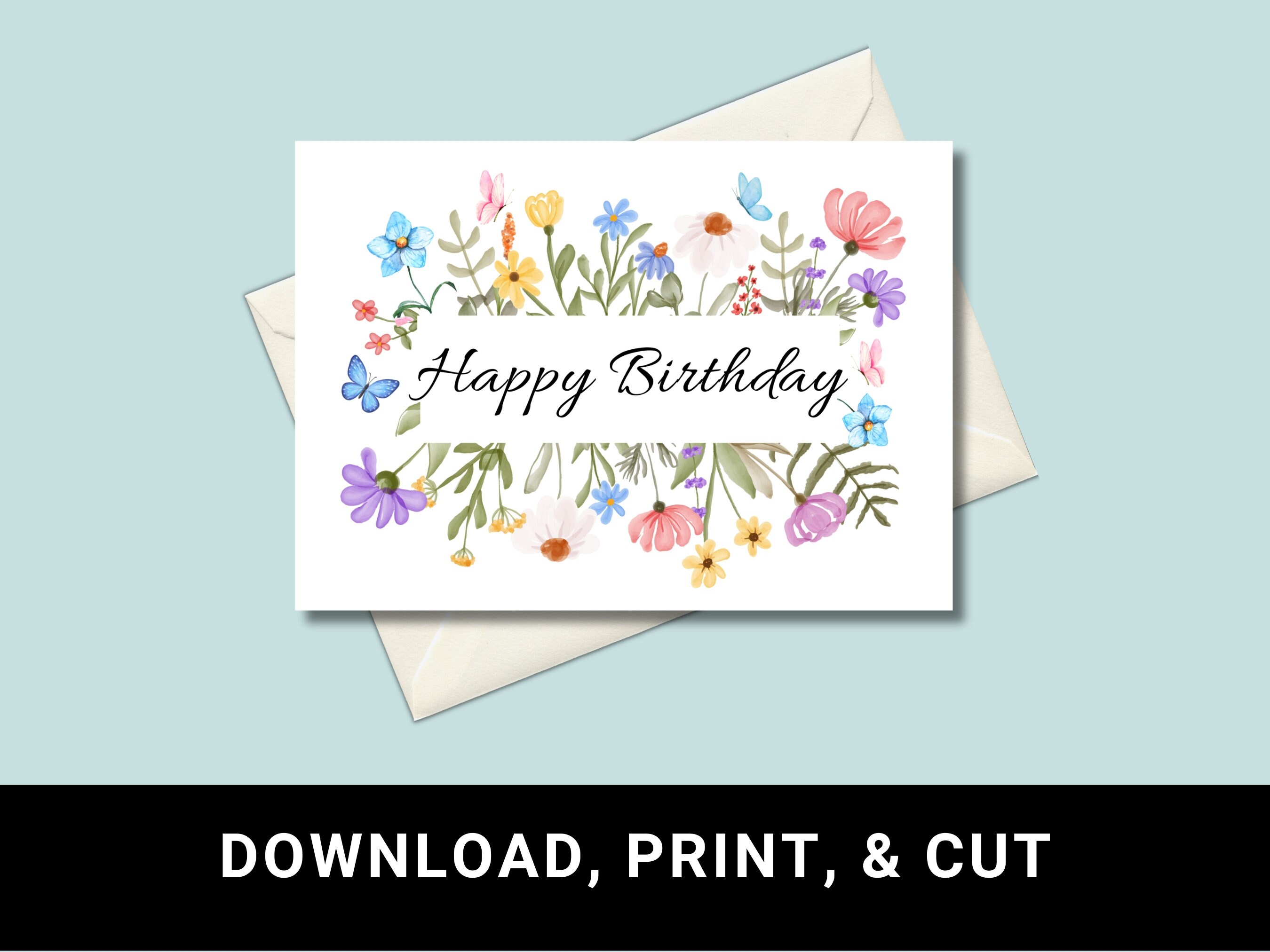 Watercolor Floral Birthday Card: Printable 5x7 (digital Download) - Etsy