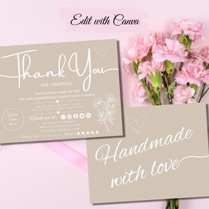 Small Business Thank You Card Editable Canva, Printable Thanks For Your Purchase Card, Package Insert Card, Customizable Appreciation Note