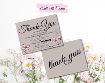 Floral Business Thank You Card Template: Editable in Canva (5.5x4.25)