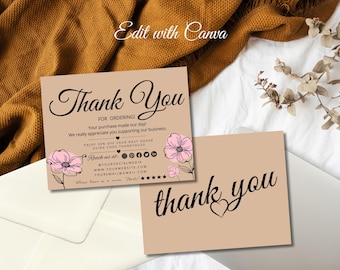 Floral Business Thank You Card Template: Editable Canva Design (Instant Download)
