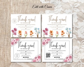 Small Business Thank You Cards: Floral Canva Template (Instant Download)
