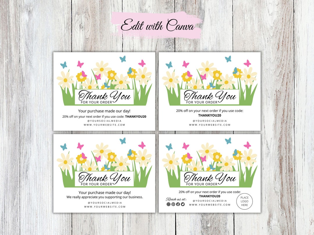Floral Business Thank You Card Template: Editable in Canva (5.5x4.25 ...