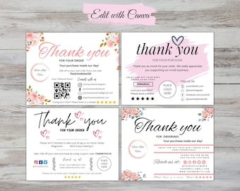 Editable Thank You Card Bundle: Small Business Inserts (Digital Download)