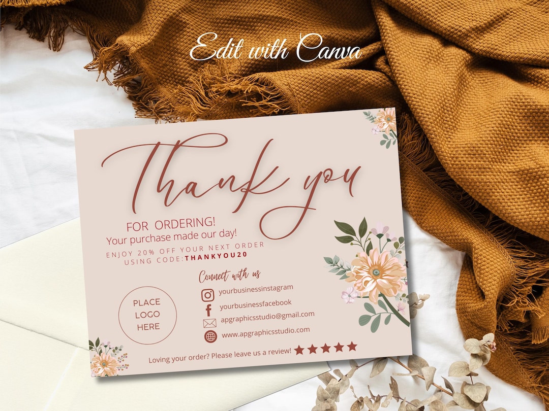Small Business Thank You Cards, Order Notes, Package Inserts, Ready to ...