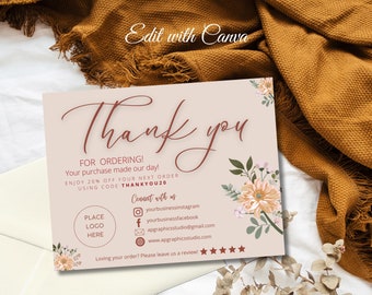 Editable Business Thank You Card Template: Canva Printable (Instant Download)