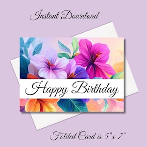 Geburtstagskarte zum Ausdrucken, Sofort Download Geburtstagskarte, 13x18 Zoll Karten zum Geburtstag, Geburtstagskarte zum Herunterladen, Print at Home