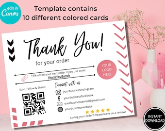Small Business Thank You Cards: Editable Canva Template (Instant Download)