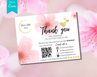 Editable Business Thank You Card Template: Order Insert (Canva)