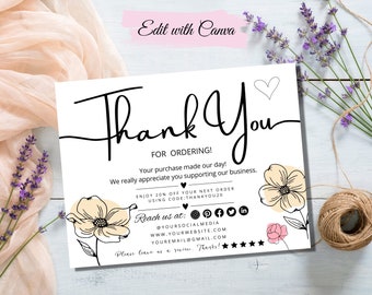 Editable Thank You Card Template: Small Business Packaging Insert (Canva)
