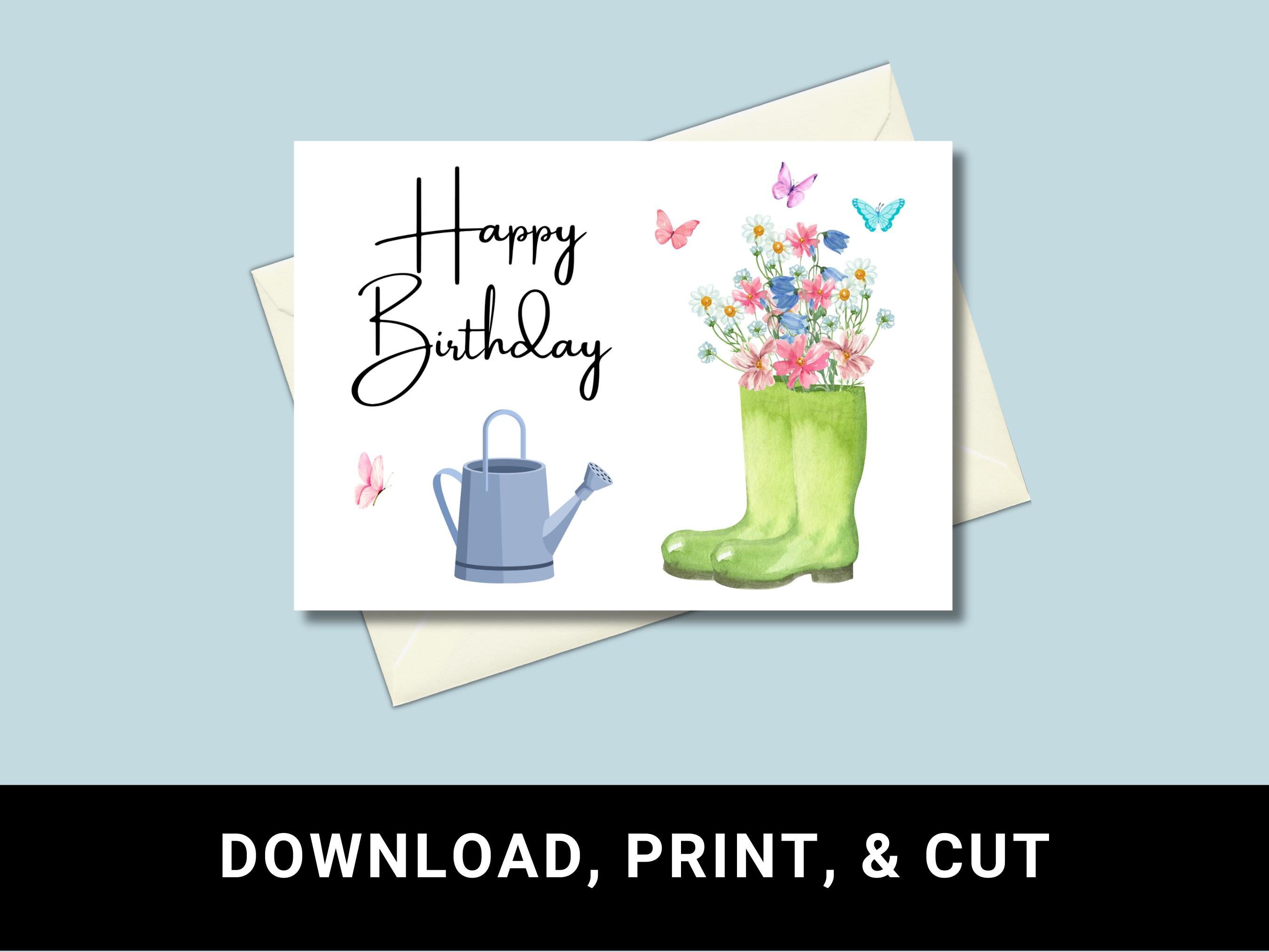 Watercolor Floral Birthday Card: Printable 5x7 Card (digital Download ...
