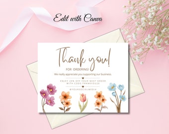 Floral Business Thank You Card: Editable Canva Template (5.5x4.25)