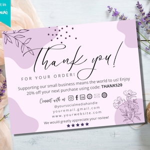 Small Business Thank You Cards, Order Notes, Package Inserts, Ready to Print, Instant Download, Shop Owner Cards, Customer Appreciation Note