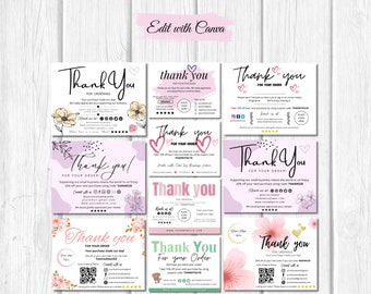 Floral Business Thank You Cards: Editable Canva Template (Instant Download)