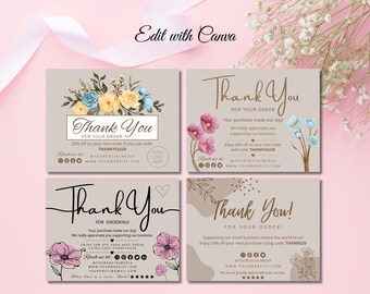 Editable Thank You Card Bundle: Canva Template (Digital File)