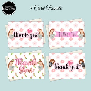 5x7 Printable Floral Thank You Card Bundle, Instant Download, DIY Thank You Card, Thank You Digital Download, Gratitude Card, Thank You Note