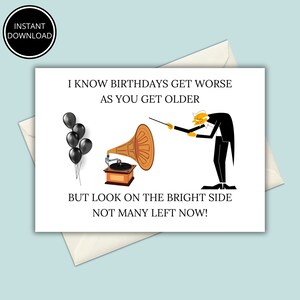 Cartão de aniversário engraçado para velho, cartão de aniversário engraçado para ele, envelhecendo, download instantâneo, cartão de felicitações para impressão, imprimir em casa