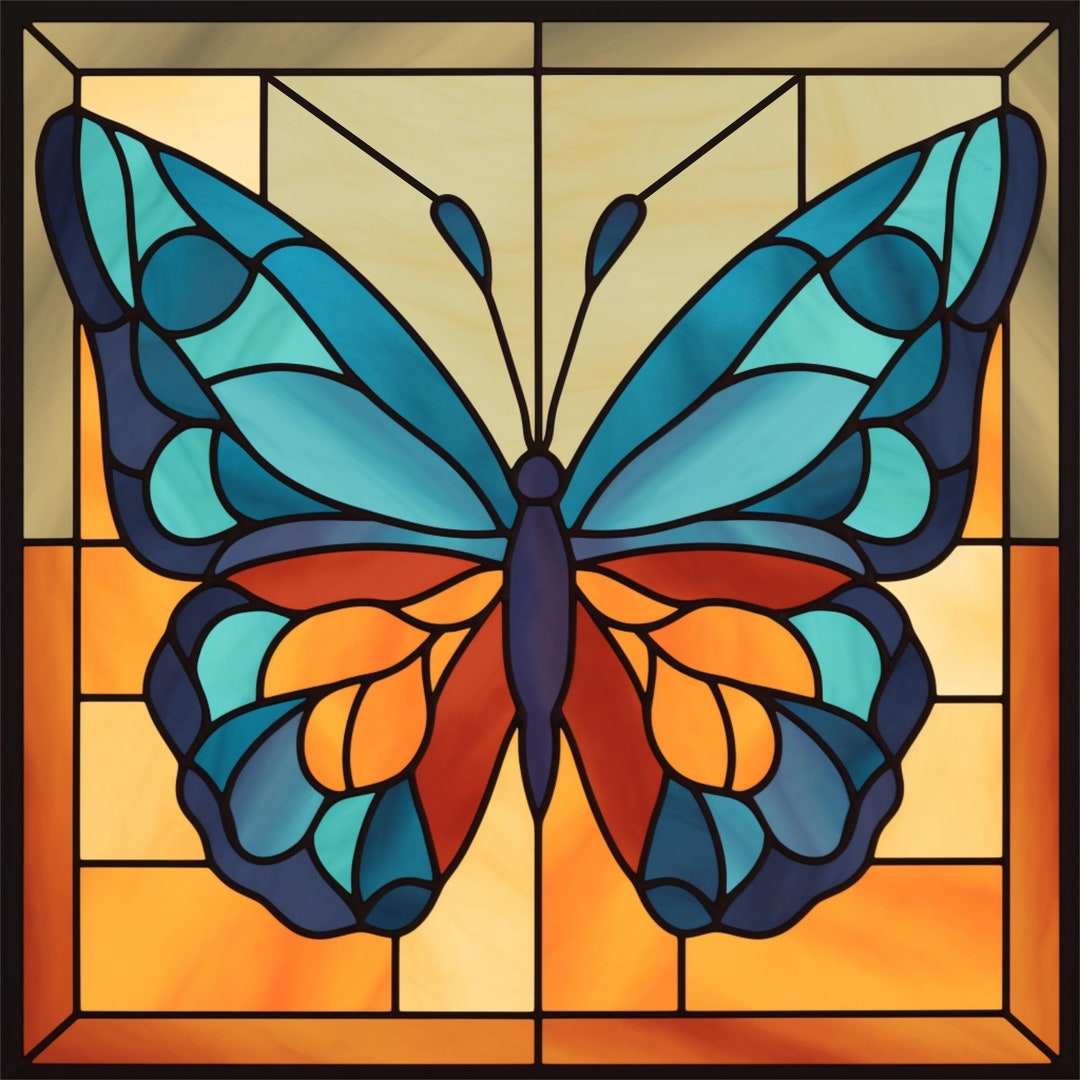 Butterfly Stained Glass PDF and PNG Template, Beginner Stained Glass