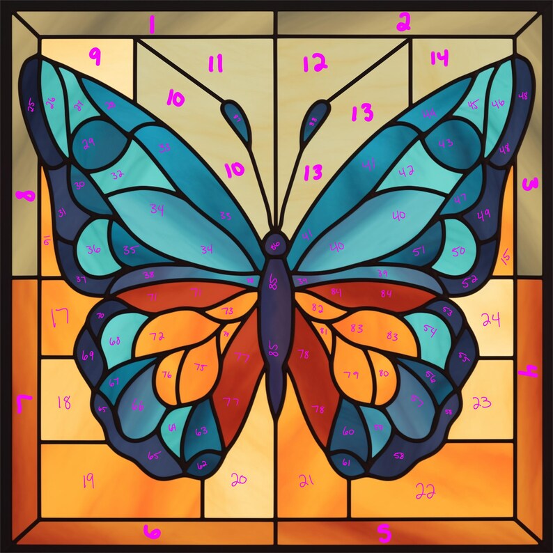 Butterfly Stained Glass PDF and PNG Template, Beginner Stained Glass