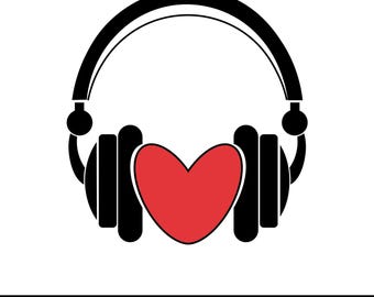 Heart with headphones, headphones png, heart with headphones svg, heart svg, love svg, love, clipart, svg png pdf jpeg | Digital Download